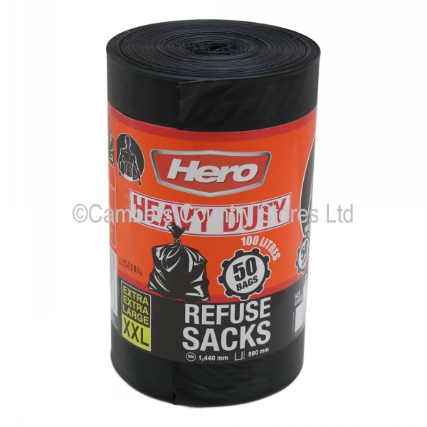 Hero Refuge Bin Bags Heavy Duty 100L 50 Pack Cambers Country Store